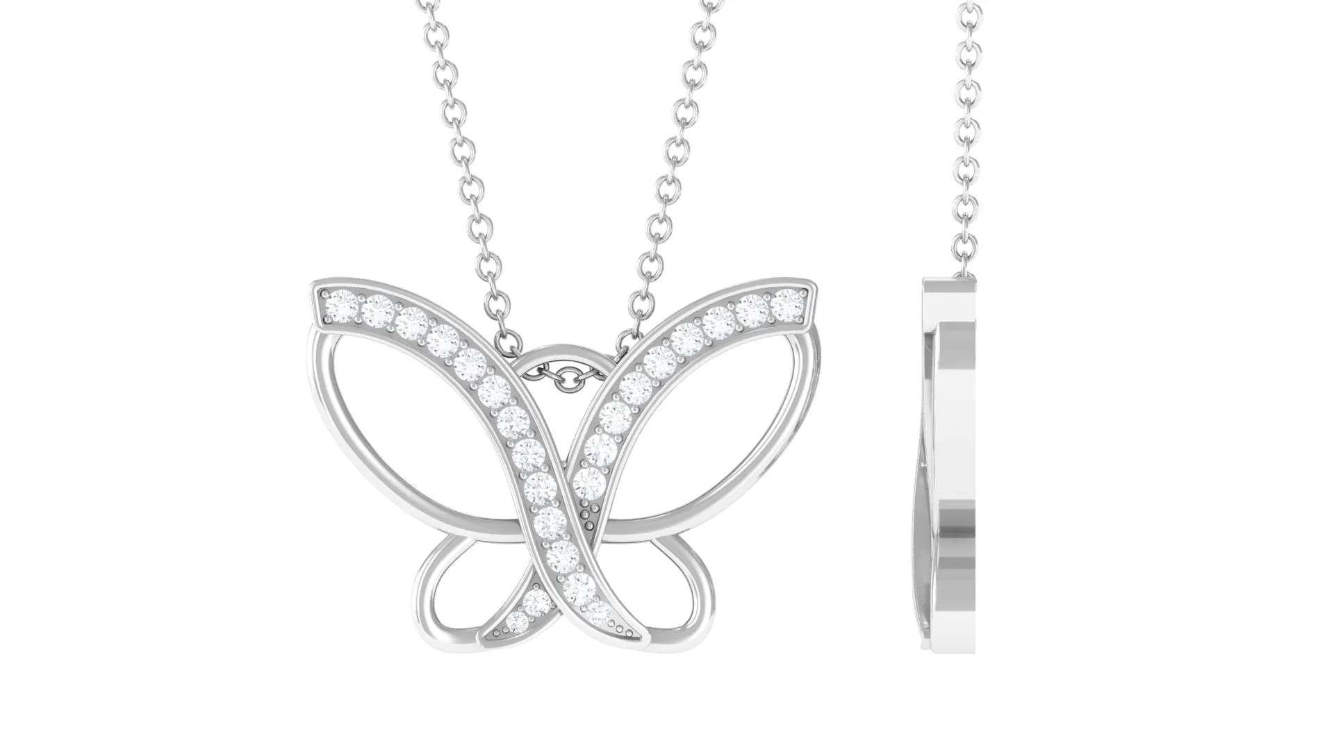 0.25 CT Butterfly Pendant Necklace with Diamond