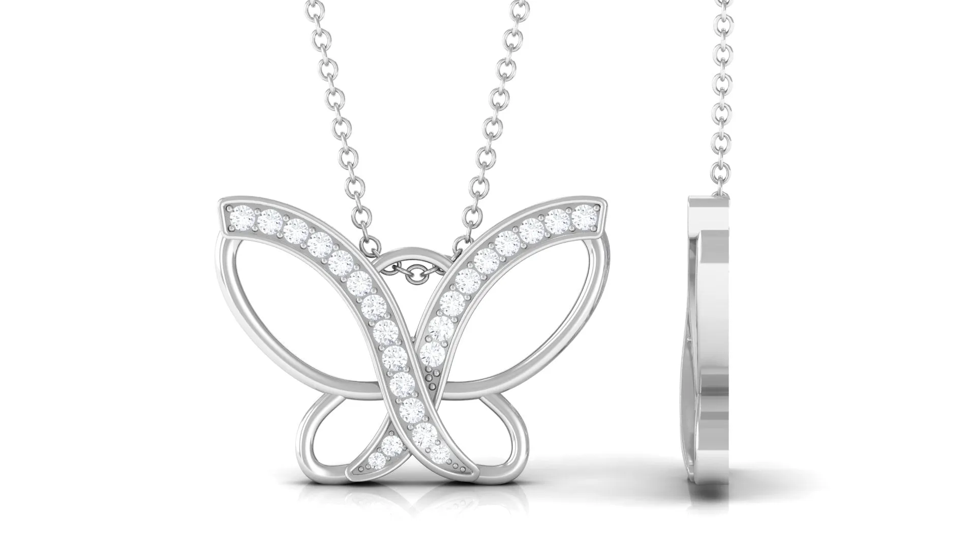 0.25 CT Butterfly Pendant Necklace with Diamond