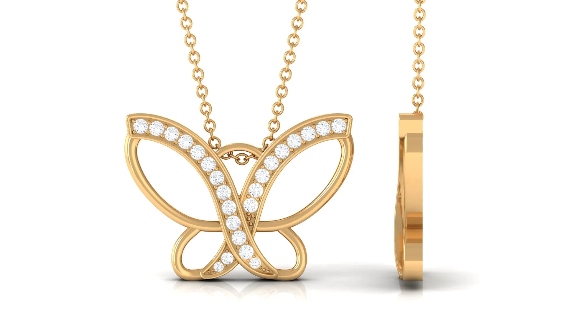 0.25 CT Butterfly Pendant Necklace with Diamond