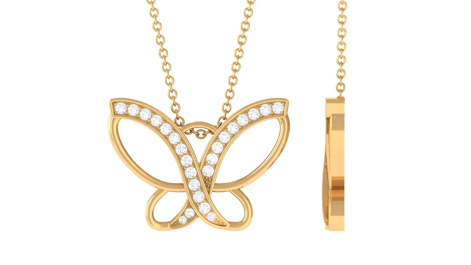 0.25 CT Butterfly Pendant Necklace with Diamond