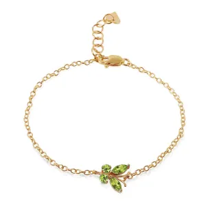 0.6 Carat 14K Solid Yellow Gold Flutter Peridot Bracelet