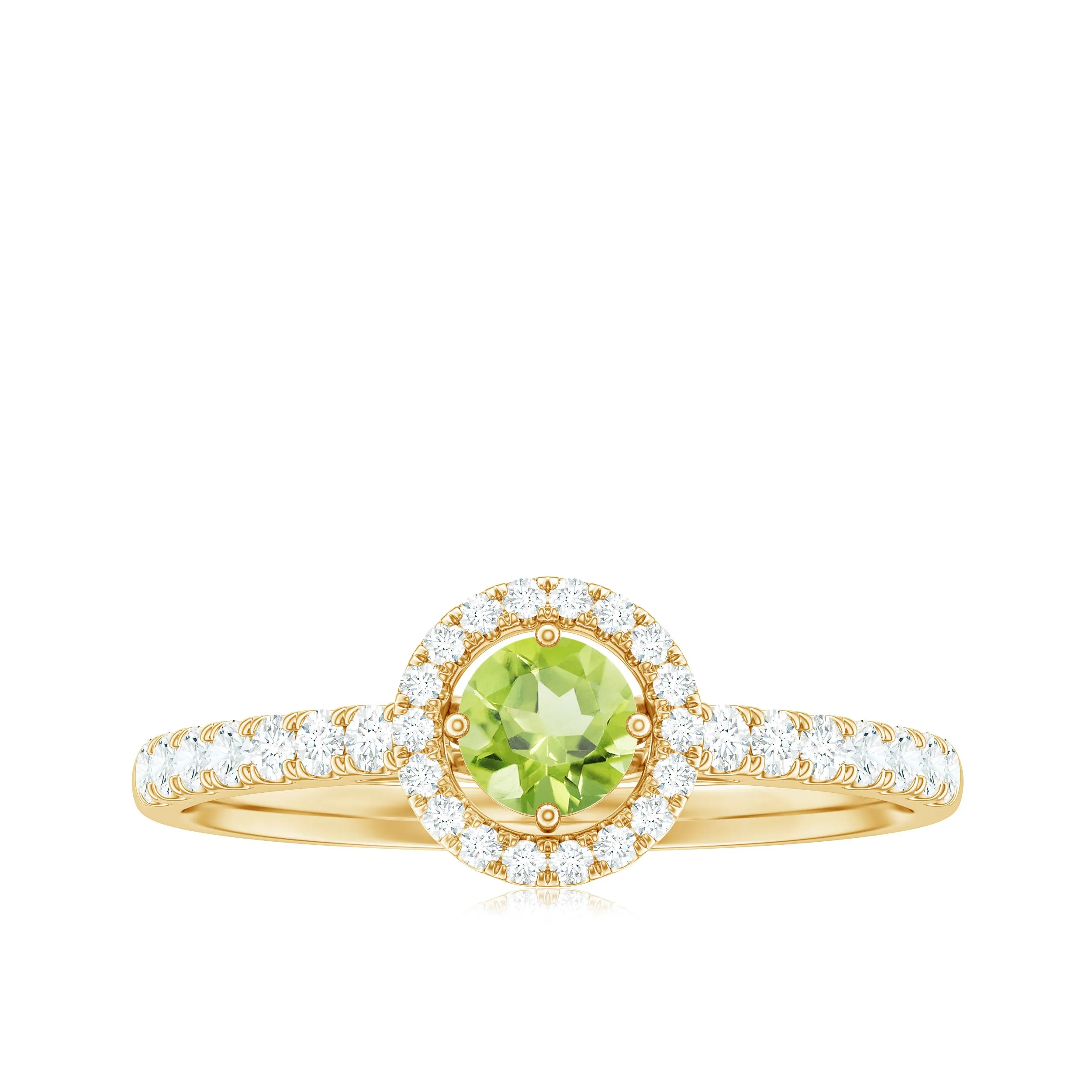 0.75 CT Peridot and Diamond Halo Engagement Ring