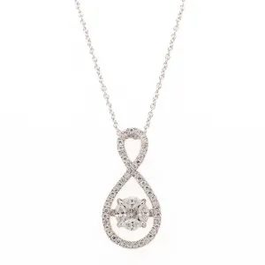 0.75ctw Dancing Diamond Pendant on 18" Necklace in 14K White Gold