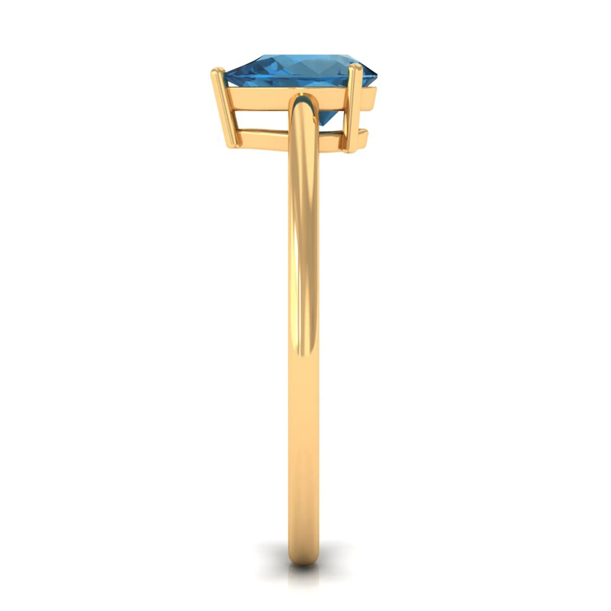 1 CT Pear Shaped London Blue Topaz Solitaire and Simple Gold Ring