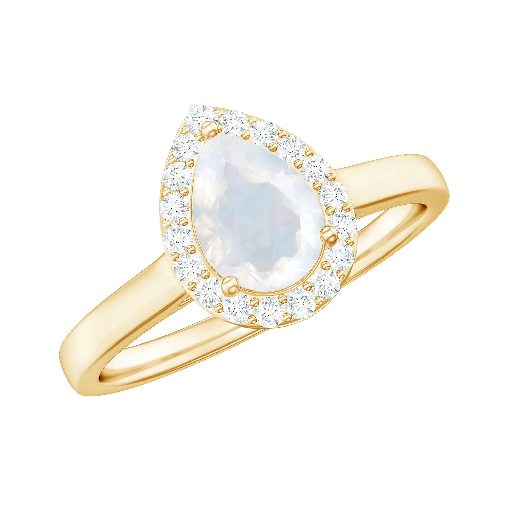 1 CT Teardrop Moonstone Ring with Diamond Accent