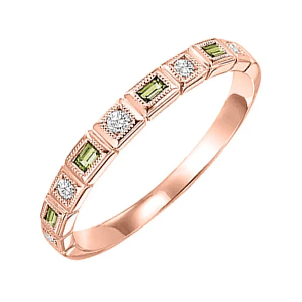 10Kt Rose Gold Diamond 1/10Ctw & Peridot 1/7Ctw Ring