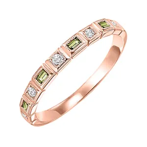 10Kt Rose Gold Diamond 1/10Ctw & Peridot 1/7Ctw Ring