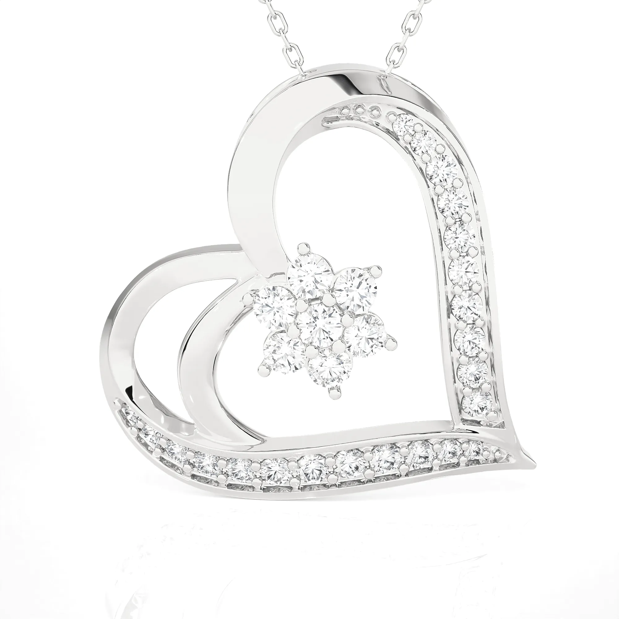 1/2  ctw Round Lab Grown Diamond Heart Pendant