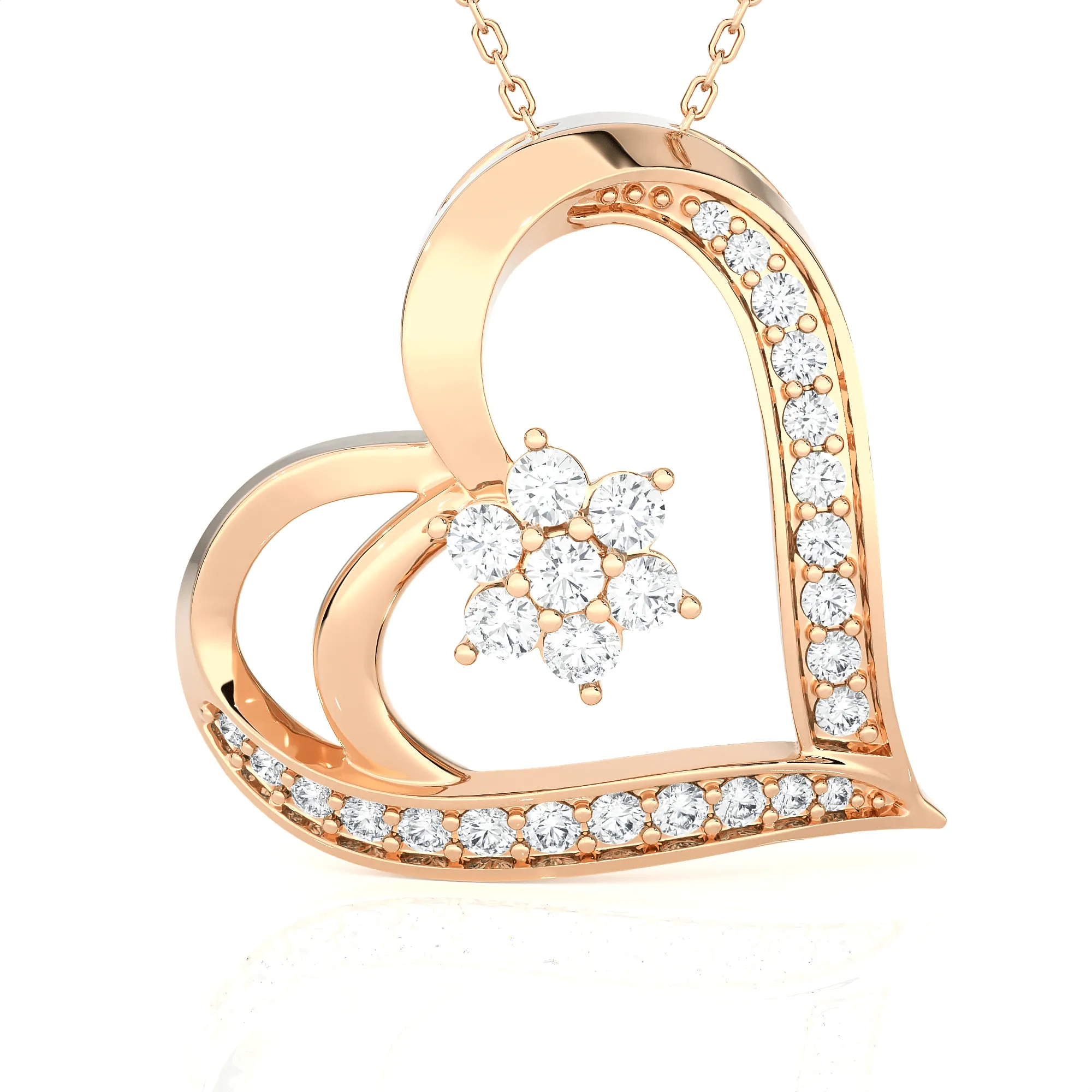 1/2  ctw Round Lab Grown Diamond Heart Pendant