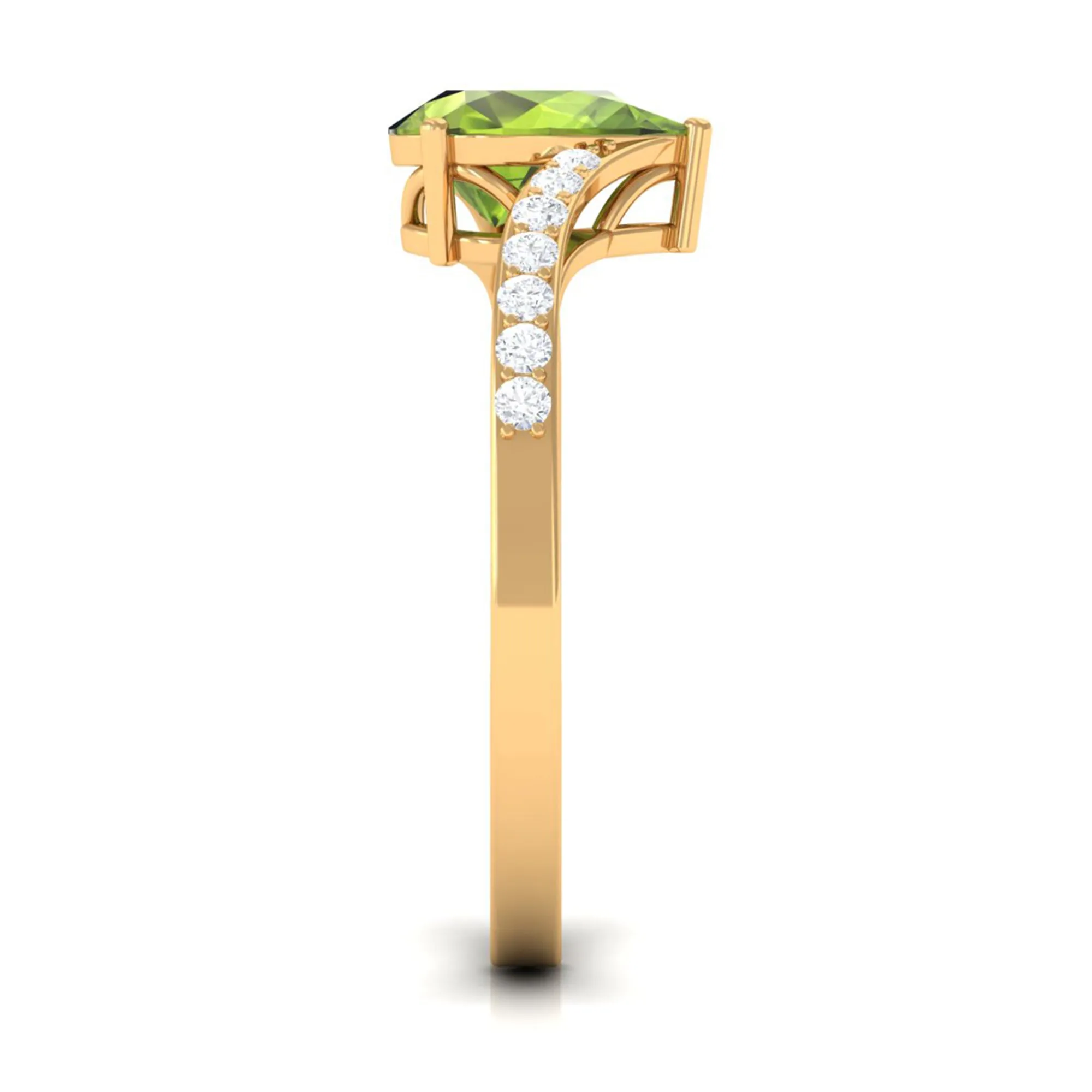 1.25 CT Pear Peridot Solitaire Bypass Ring with Diamond