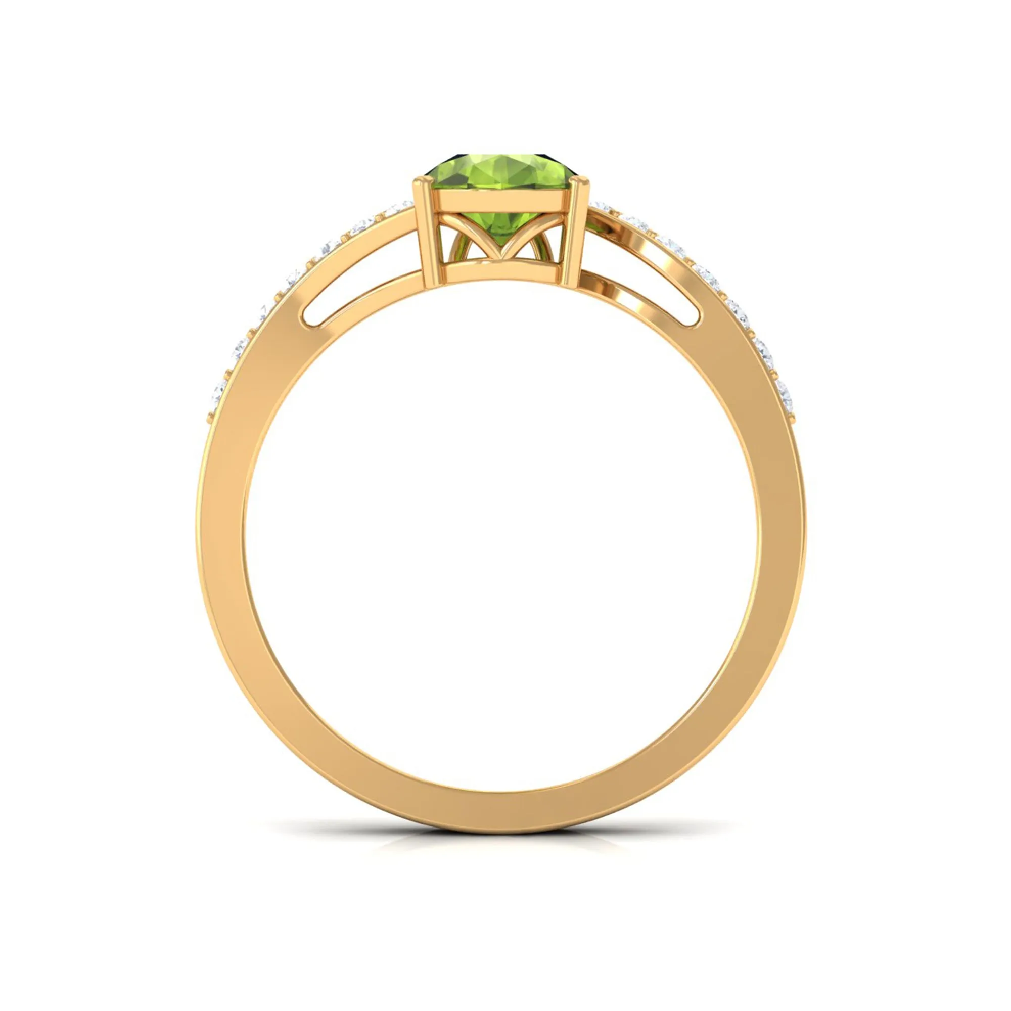 1.25 CT Pear Peridot Solitaire Bypass Ring with Diamond