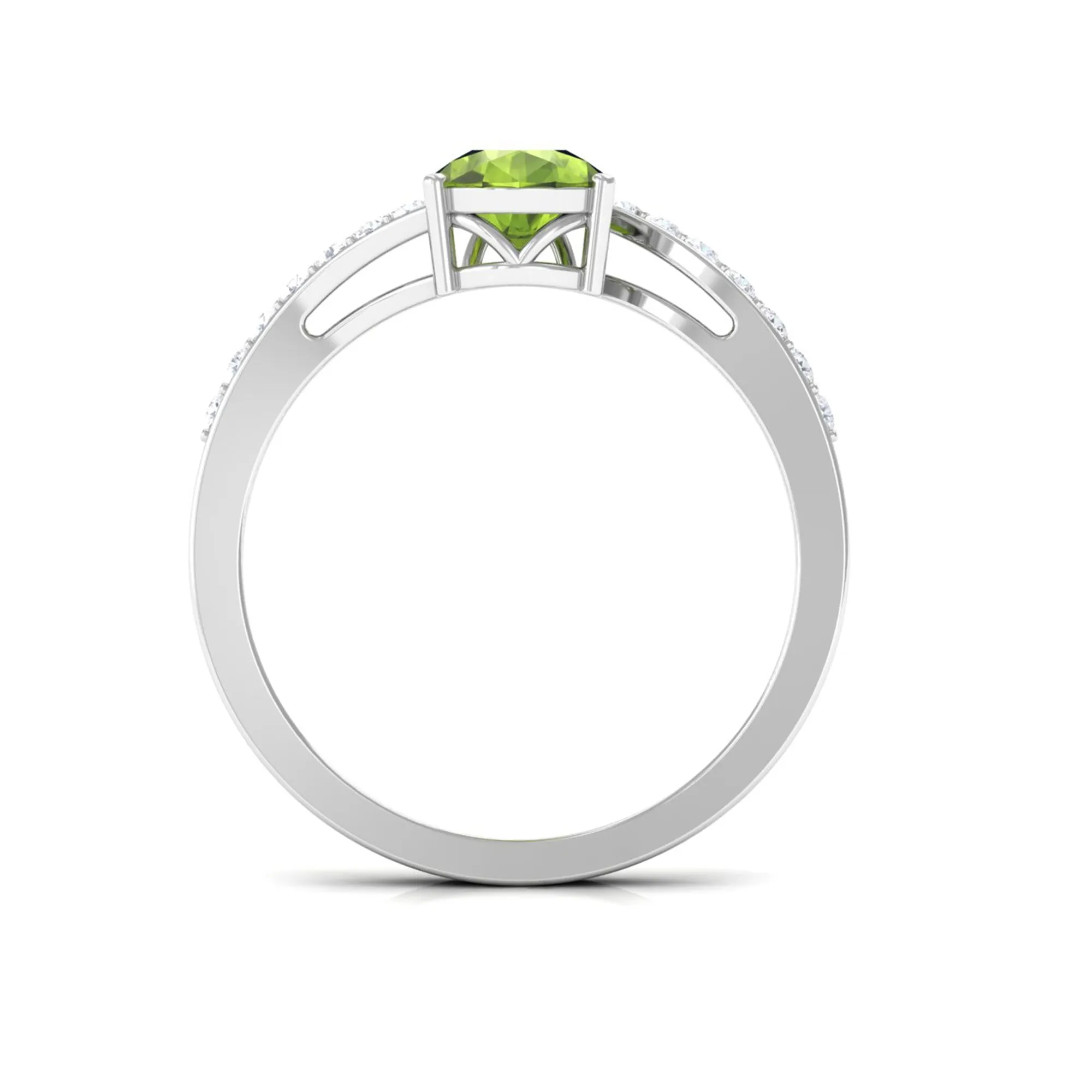 1.25 CT Pear Peridot Solitaire Bypass Ring with Diamond