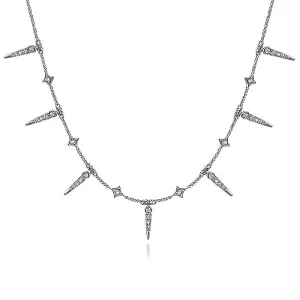 14K Gold Alternating Diamond Spike Necklace