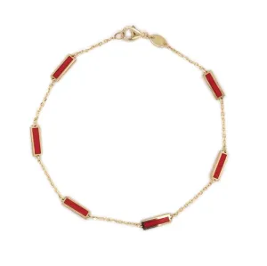 14k Gold & Coral Station Bar Bracelet