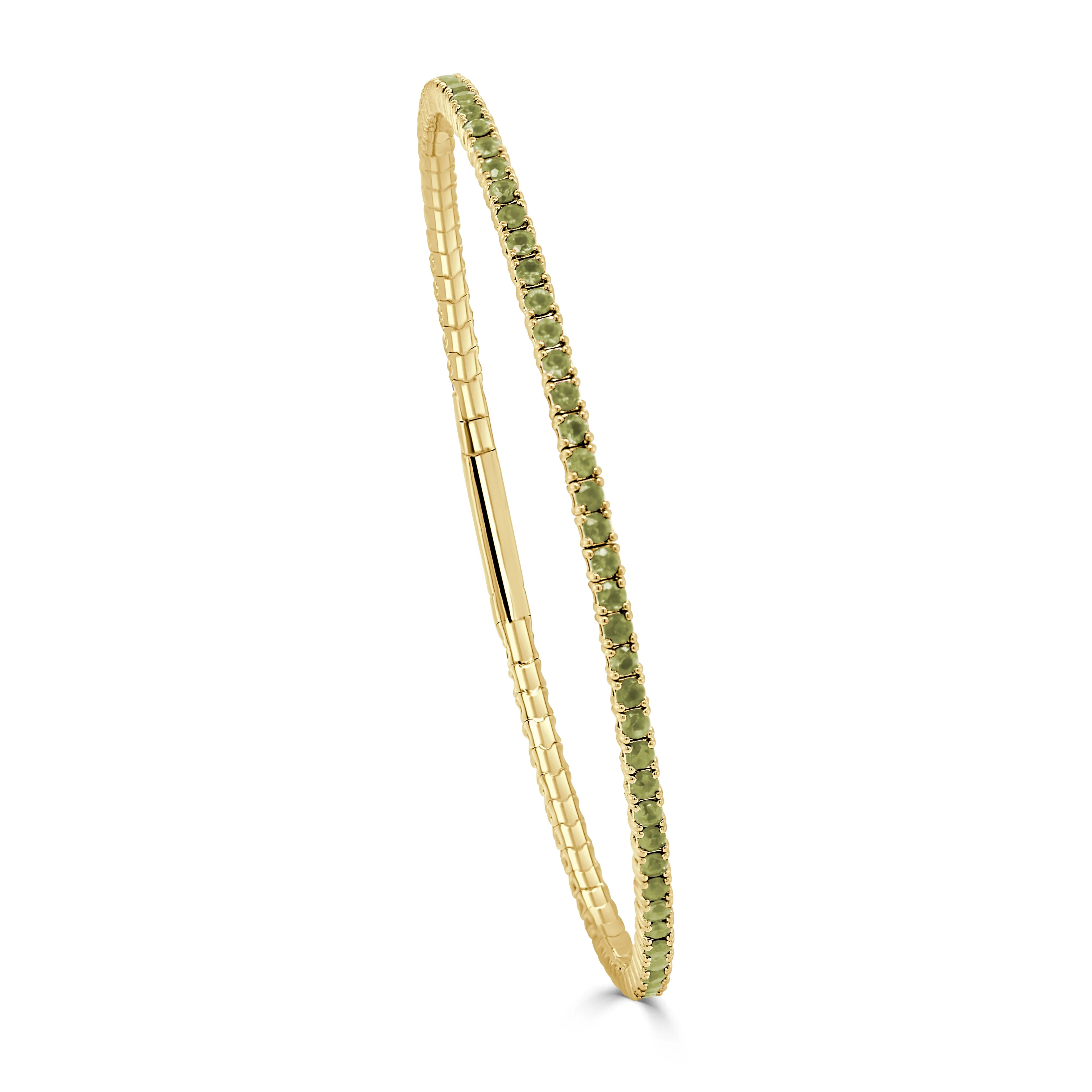 14K Gold & Peridot Flexible Bangle - 1.93ct