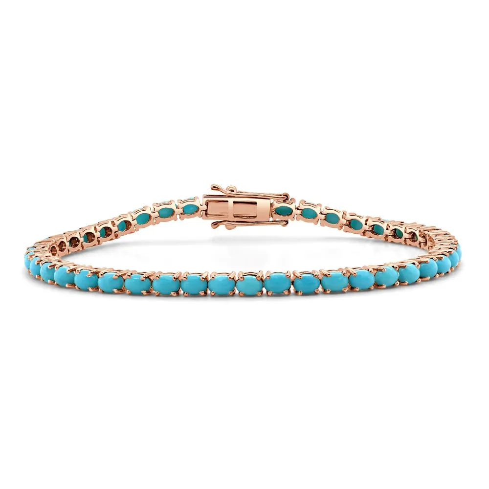 14K Gold & Turquoise Tennis Bracelet - 7.00ct