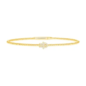 14k Gold Bubble Hamsa Diamond Bangle