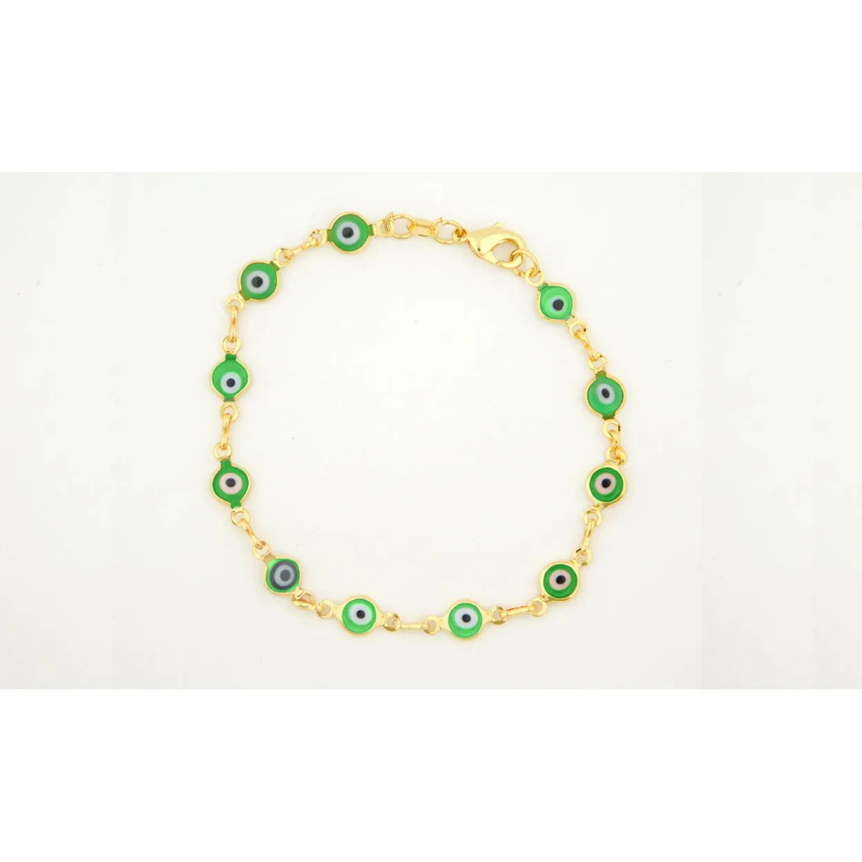 14K Gold green Evil Eye Bracelet