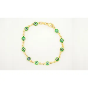 14K Gold green Evil Eye Bracelet