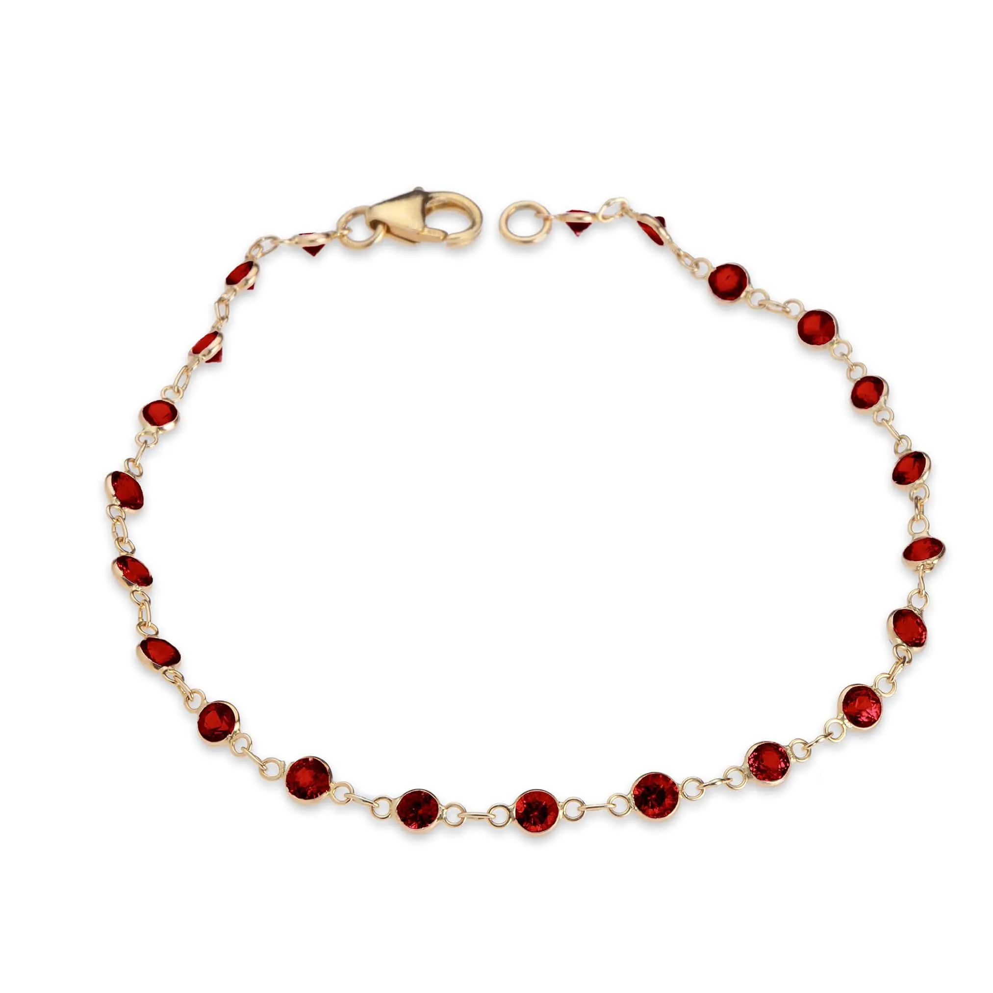 14K Gold Ruby Strand Bracelet