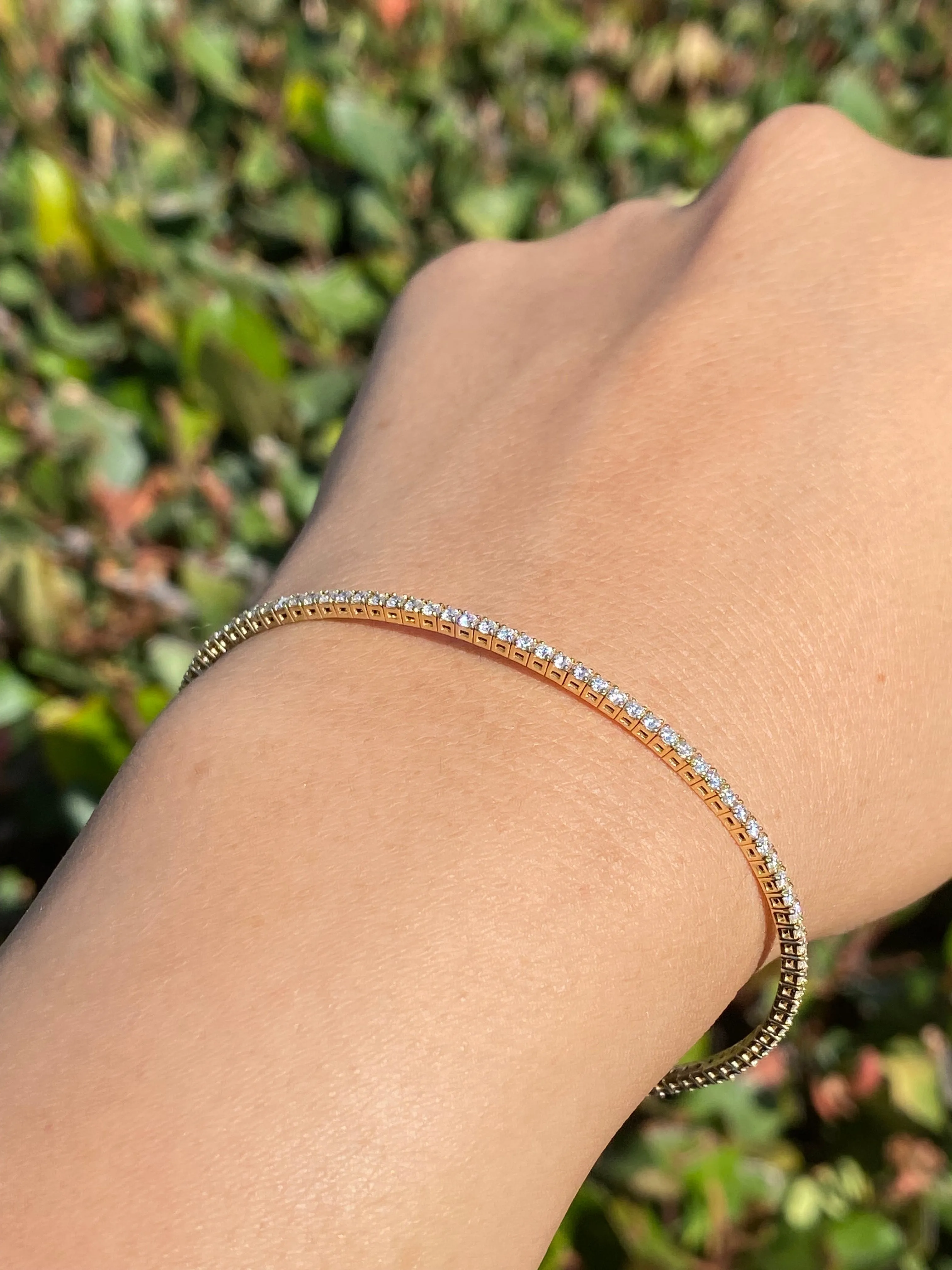 14K Gold Thin Flexible Tennis Bangle