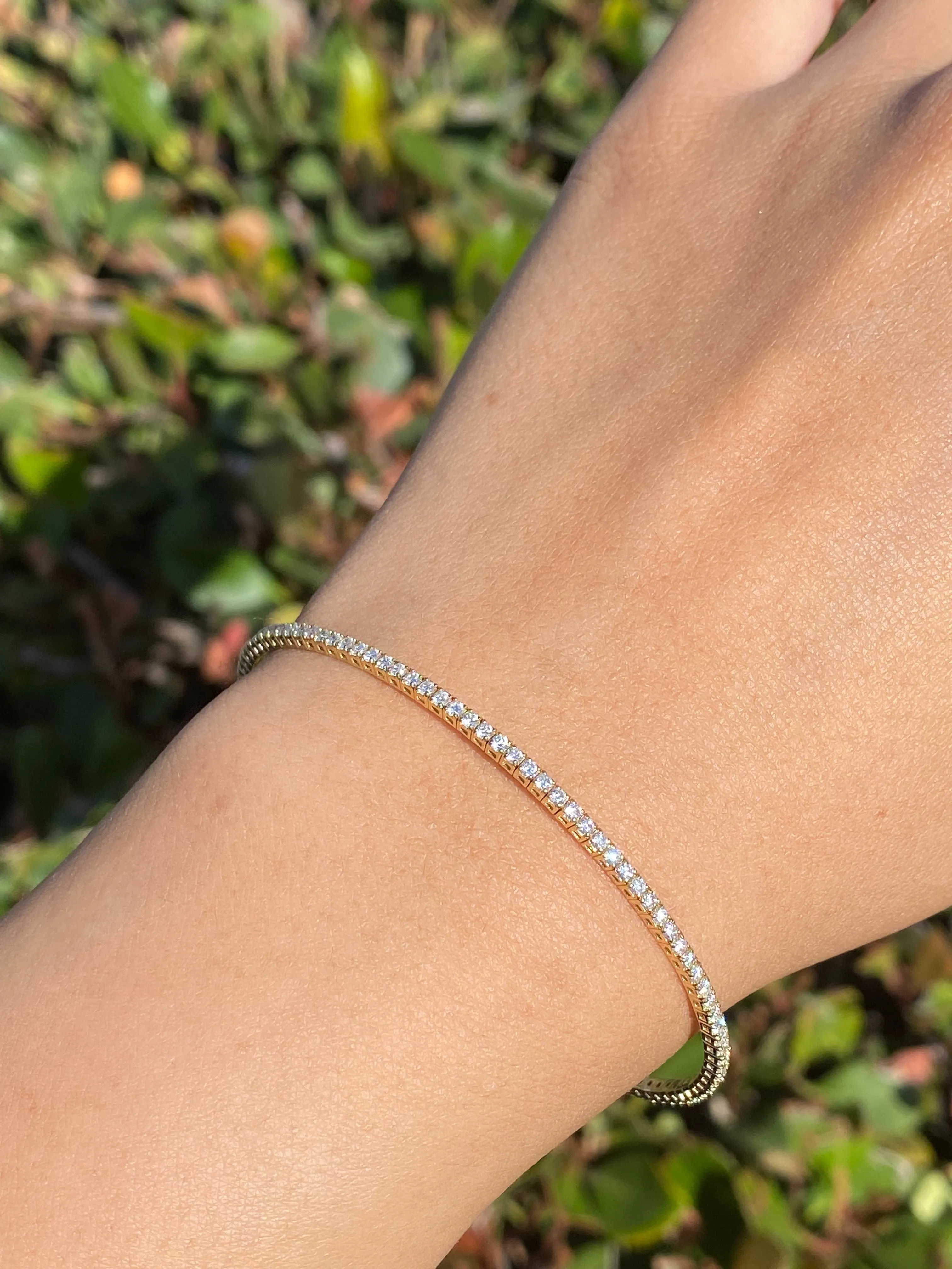 14K Gold Thin Flexible Tennis Bangle