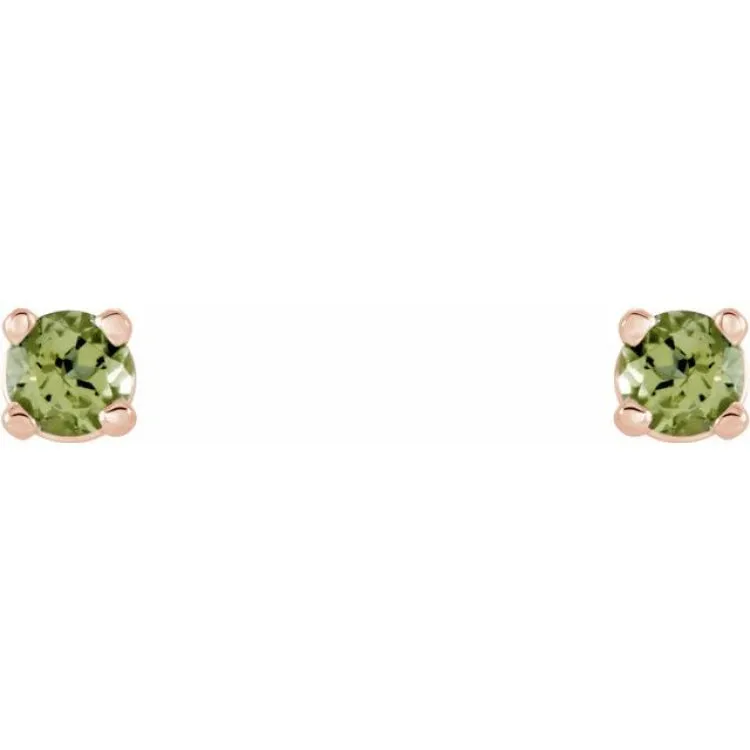 14K Rose 2.5 mm Natural Peridot Stud Earrings