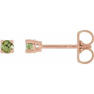 14K Rose 2.5 mm Natural Peridot Stud Earrings