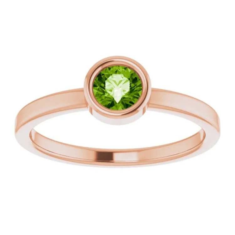 14K Rose 4.5 mm Natural Peridot Ring