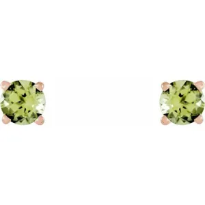 14K Rose 5 mm Natural Peridot Stud Earrings