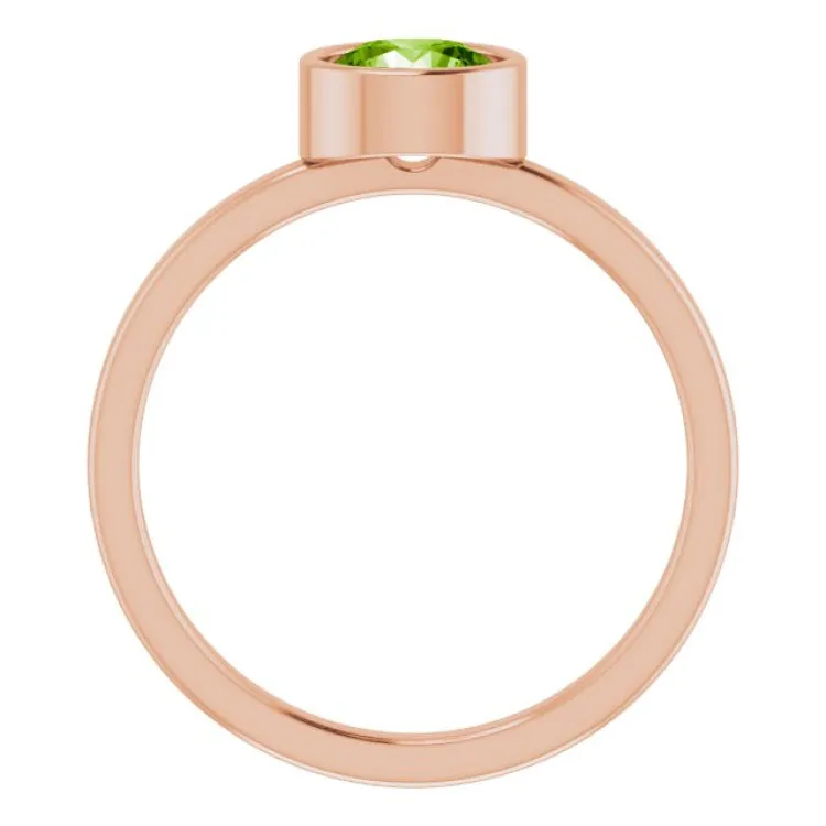 14K Rose 6 mm Natural Peridot Ring