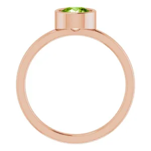 14K Rose 6 mm Natural Peridot Ring