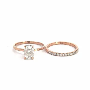 14k Rose Gold Moissanite Diamond 2 in 1 Engagement Ring