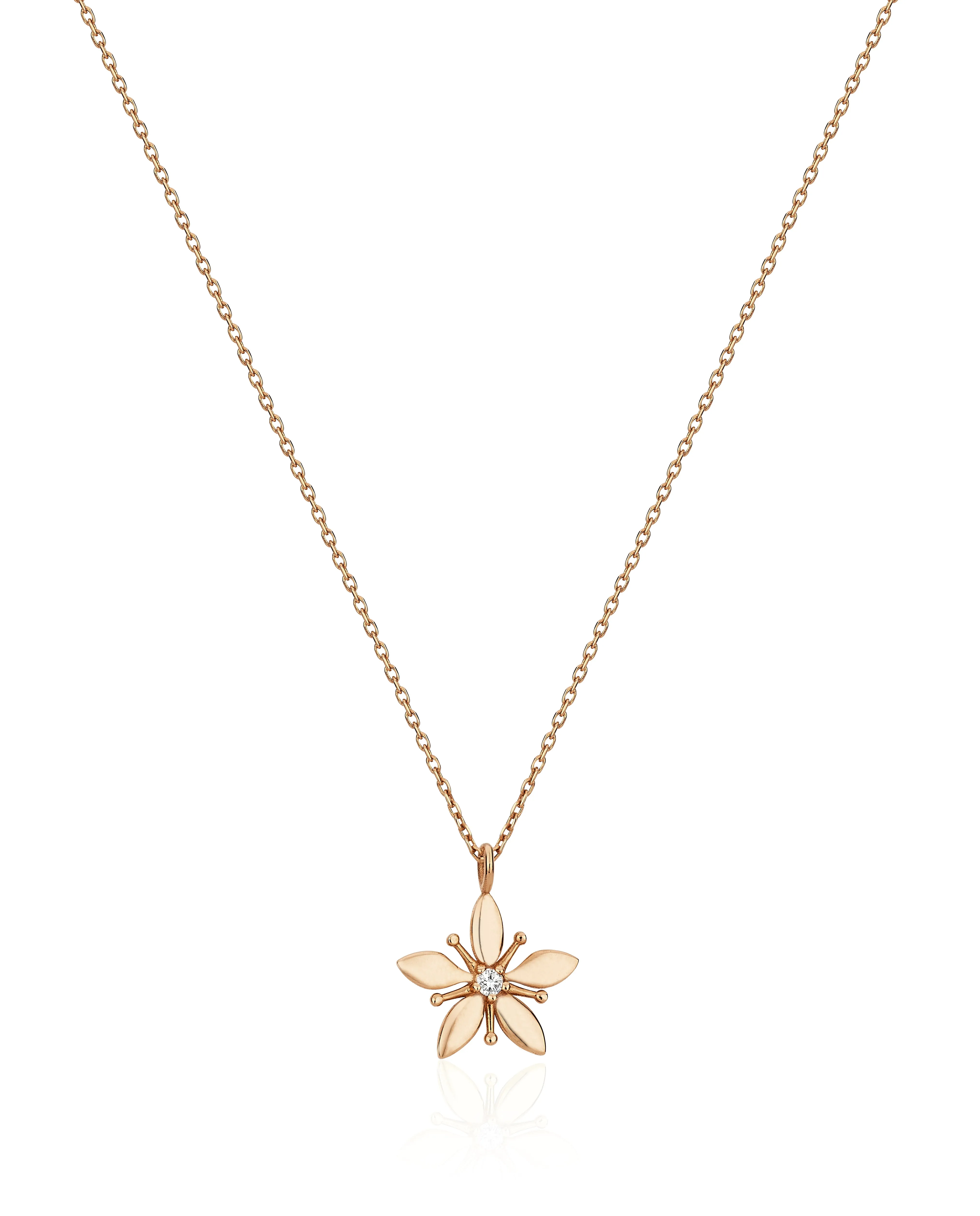 14K Solid Gold Le Fleur Diamond Necklace