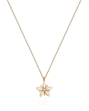 14K Solid Gold Le Fleur Diamond Necklace