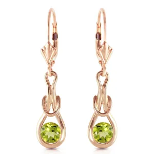 14K Solid Rose Gold Leverback Earrings w/ Natural Peridots