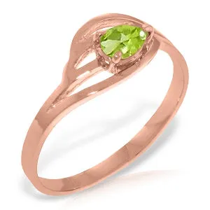 14K Solid Rose Gold Ring Natural Peridot Gemstone