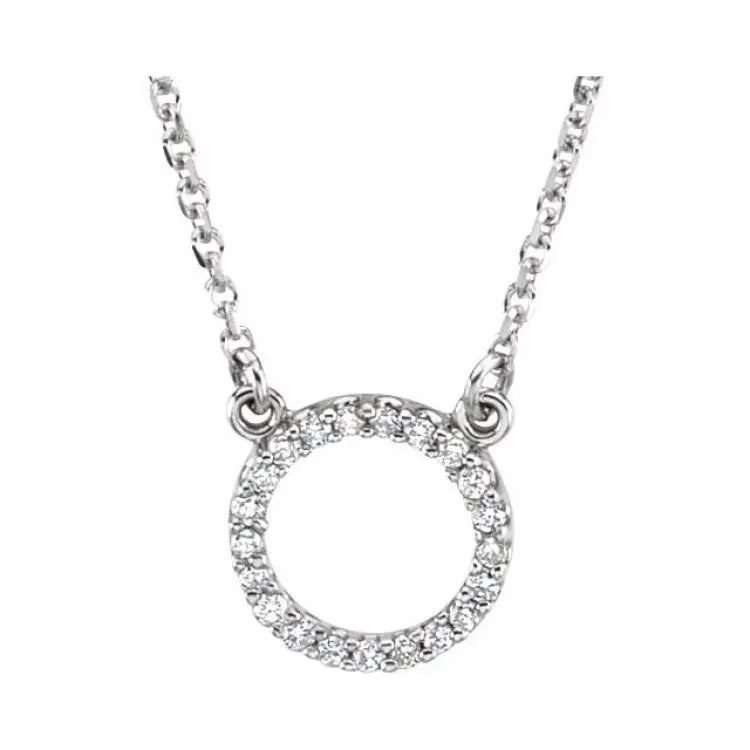 14K White .08 CTW Natural Diamond Circle 16" Necklace