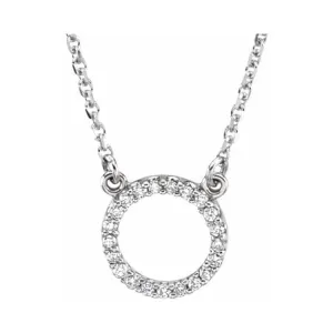 14K White .08 CTW Natural Diamond Circle 16" Necklace