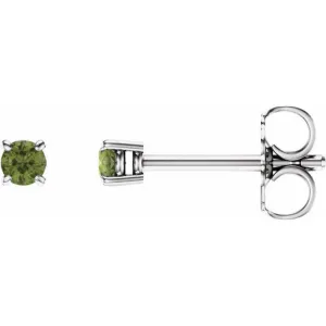 14K White 2.5 mm Natural Peridot Stud Earrings