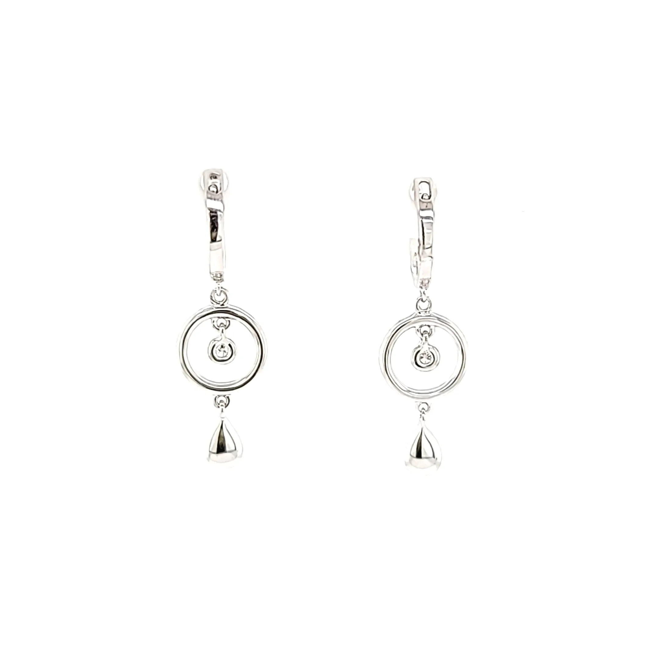 14k White Gold Circle Dangle Earrings (I4012)