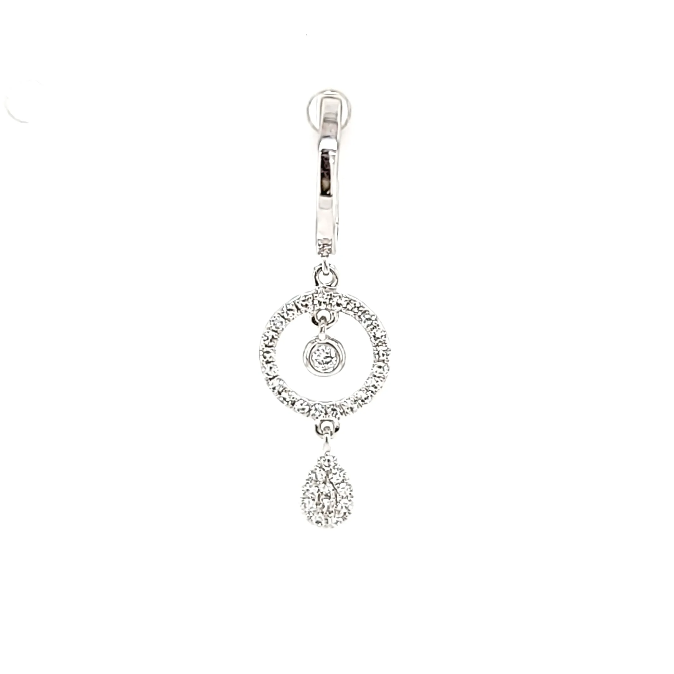 14k White Gold Circle Dangle Earrings (I4012)