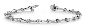 14K White Gold Diamond & Bar Tennis Bracelet