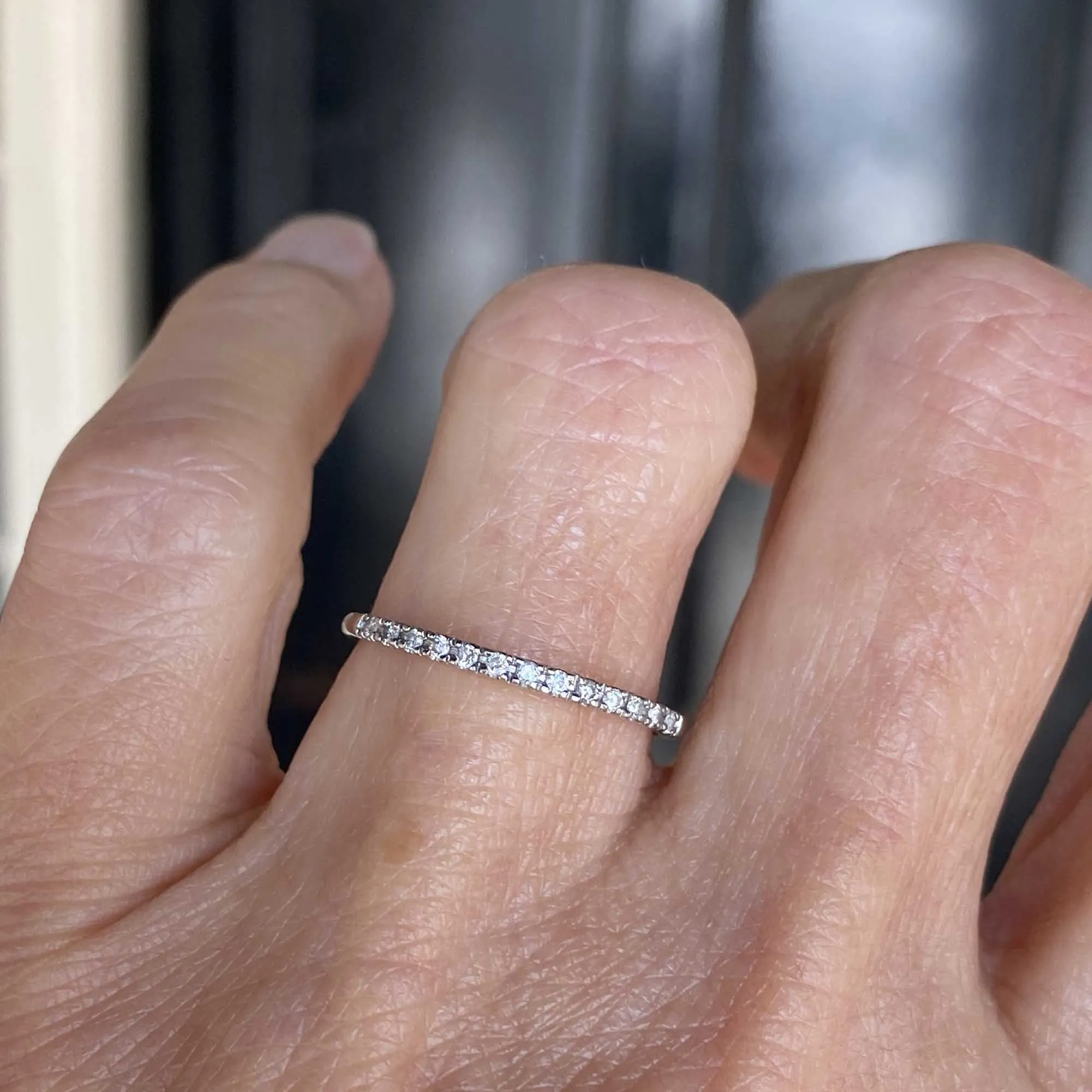 14K White Gold Diamond Half Eternity Ring Band