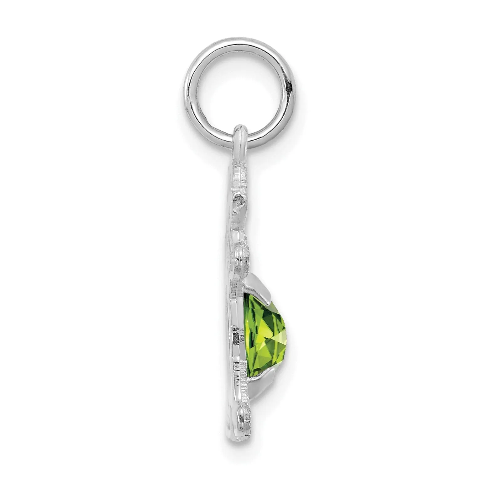 14k White Gold Girl Oval Genuine Peridot