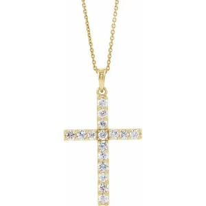 14K Yellow 1/4 CTW Natural Diamond Cross 18" Necklace