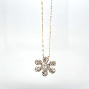 14K Yellow Gold 0.5 CT Diamond Flower Necklace