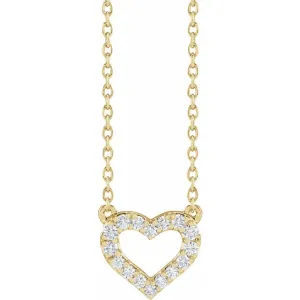 14K Yellow Gold 1/5 CTW Lab-Grown Diamond Heart 16-18" Necklace