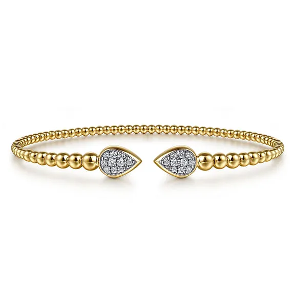 14K Yellow Gold Bujukan Pave Diamond Split Bangle Bracelet