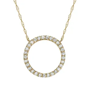 14K Yellow Gold Circle Diamond Pendant